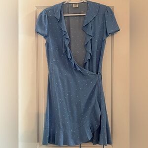 Sunday Best Blue Flutter Sleeve Mini Dress